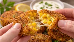 Vad man kan laga med 2 ägg och en burk majs: krispiga kotletter på 12 minuter